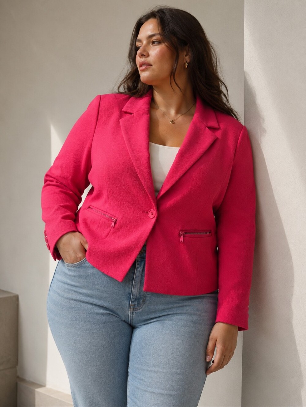NWT Torrid Blazer Women 1X Pink Textured Single Button  Pockets Professional